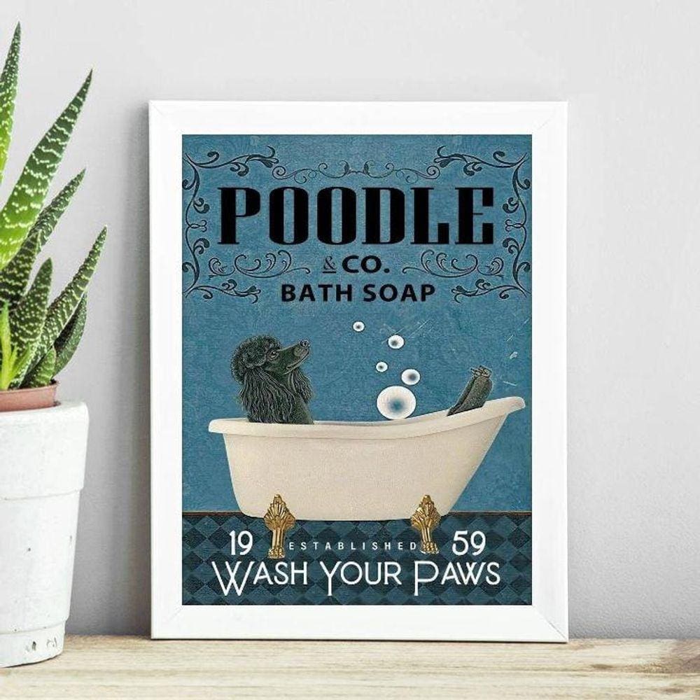 Quadro Decorativo Banheiro Poodle 33X24Cm - Com Vidro