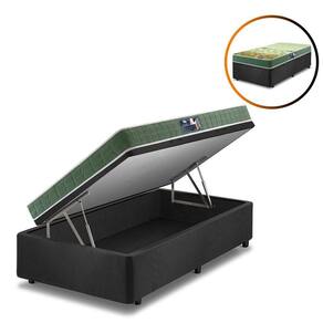 Cama Box Baú Solteiro Preta + Colchão Espuma Atlanta 88cm