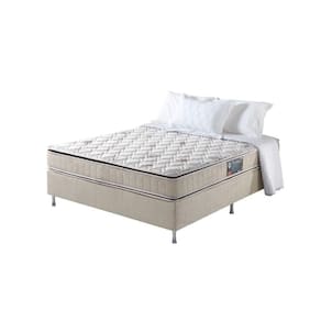 Cama Box Casal + Colchão Espuma D70-d28 2 Pillow Top Orleans Bege