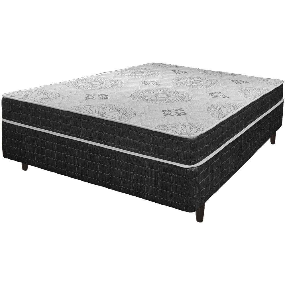 Cama Box Casal Preto + Colchão San Francisco Espuma 138cm Preto