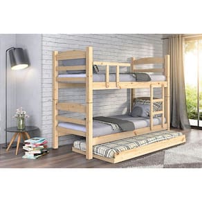 Treliche Beliche Reta com Cama Auxiliar Madeira Maciça cor Natural