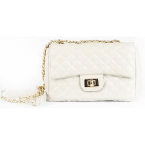 Bolsa Feminina Luxo Matelasse Couro Off White Ouro