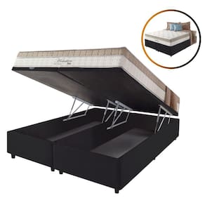 Cama Box Baú Queen Preto + Colchão Molas Houston 158cm
