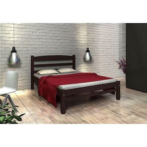 Cama de Casal Madeira Maciça cor Tabaco