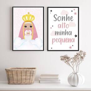Kit 2 Quadros Baby Nossa Senhora Anjo Da Guarda 33X24Cm