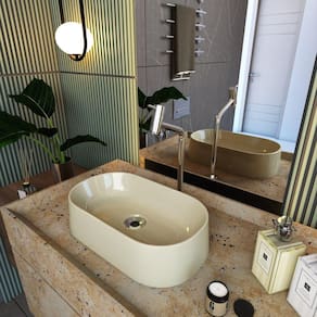 Kit Cuba Ov42 Laila com Válvula Metal e Sifão com Flexível Bege