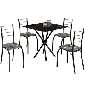 Conjunto de Mesa Teixeira Rio Ipanema tampo de MDP com 4 cadeiras craqueadas Preto