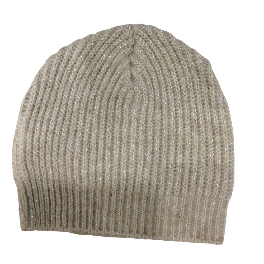 Touca Tricot Fem Noruega Bege e Dourada