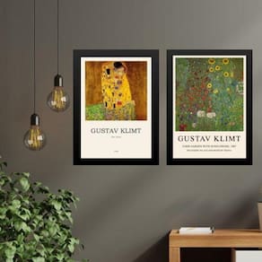 Kit 2 Quadros Posters Obras Gustav Klimt 45X34Cm - Com Vidro