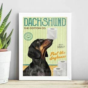 Quadro Para Banheiro Dachshund 33X24Cm - Com Vidro