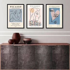 Kit 3 Quadros Artes Picasso Mulheres Candy Colors 45X34Cm