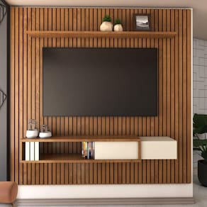 Painel para TV Até 85 Polegadas Musk 1 Gaveta Naturalle/Off White - Panorama Móveis