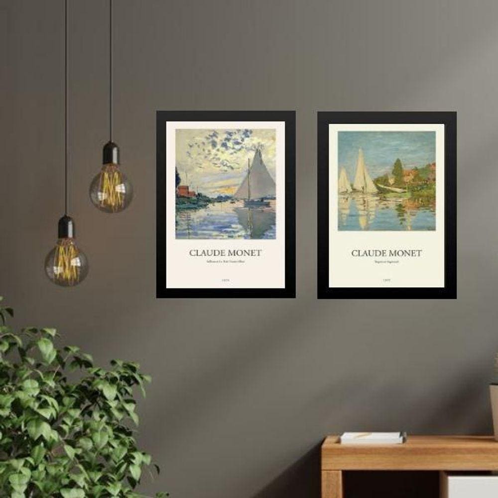 Kit 2 Quadros Monet - Regatas 24X18Cm