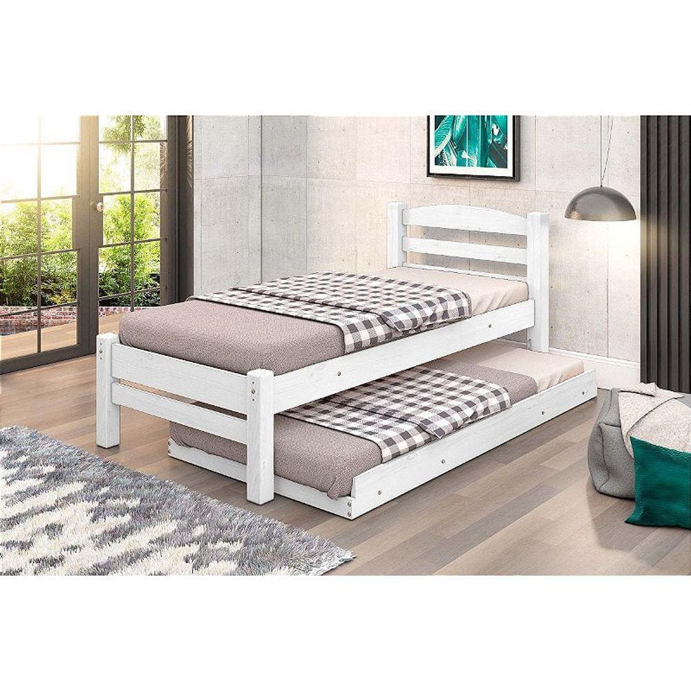 Bicama de Solteiro Madeira Maciça cor Branca