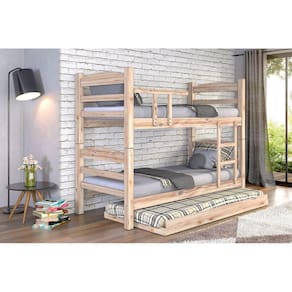 Treliche Beliche Reta com Cama Auxiliar Madeira Maciça Sem Pintura