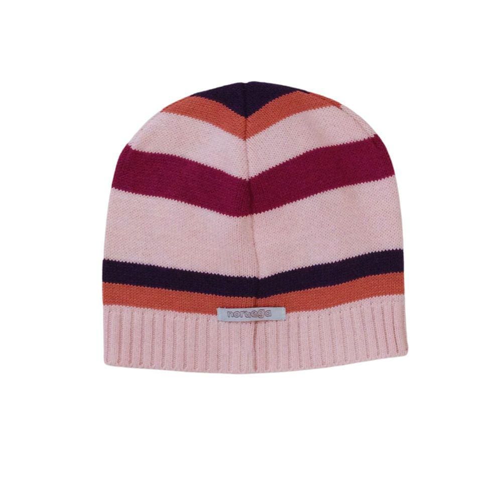 Touca Tricot Fem Noruega Listrada Rosa