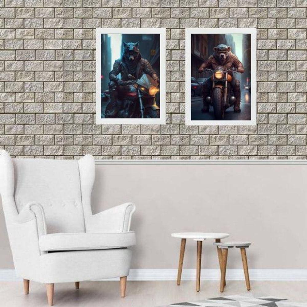 Kit 2 Quadros Motos - Feras Motociclistas 45X34Cm