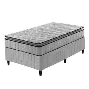 Cama Box Solteiro + Colchão Ortopedico Espuma D33 Hanover Cinza
