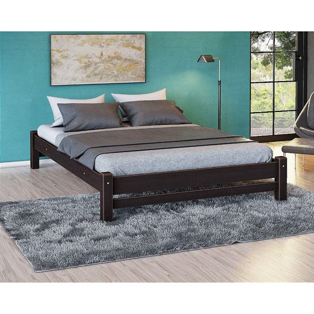 Cama de Casal Turca Madeira Maciça cor Tabaco