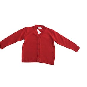 Cardigan infantil unissex tricot Noruega vermelho