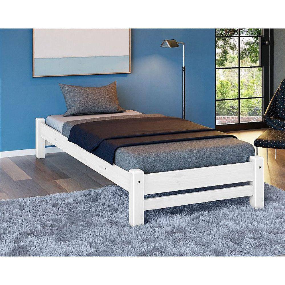 Cama de Solteiro Turca Madeira Maciça Cor Branca