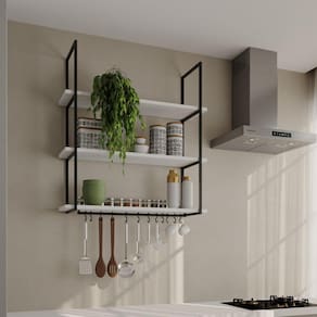 Prateleira Decorativa Londres 95 Cm Preto e Branco