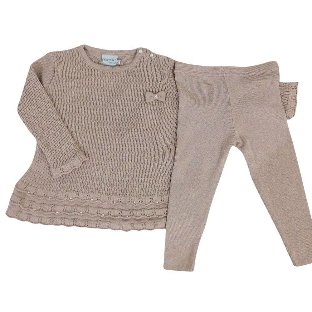 Conjunto infantil fem tricot Noruega Nude