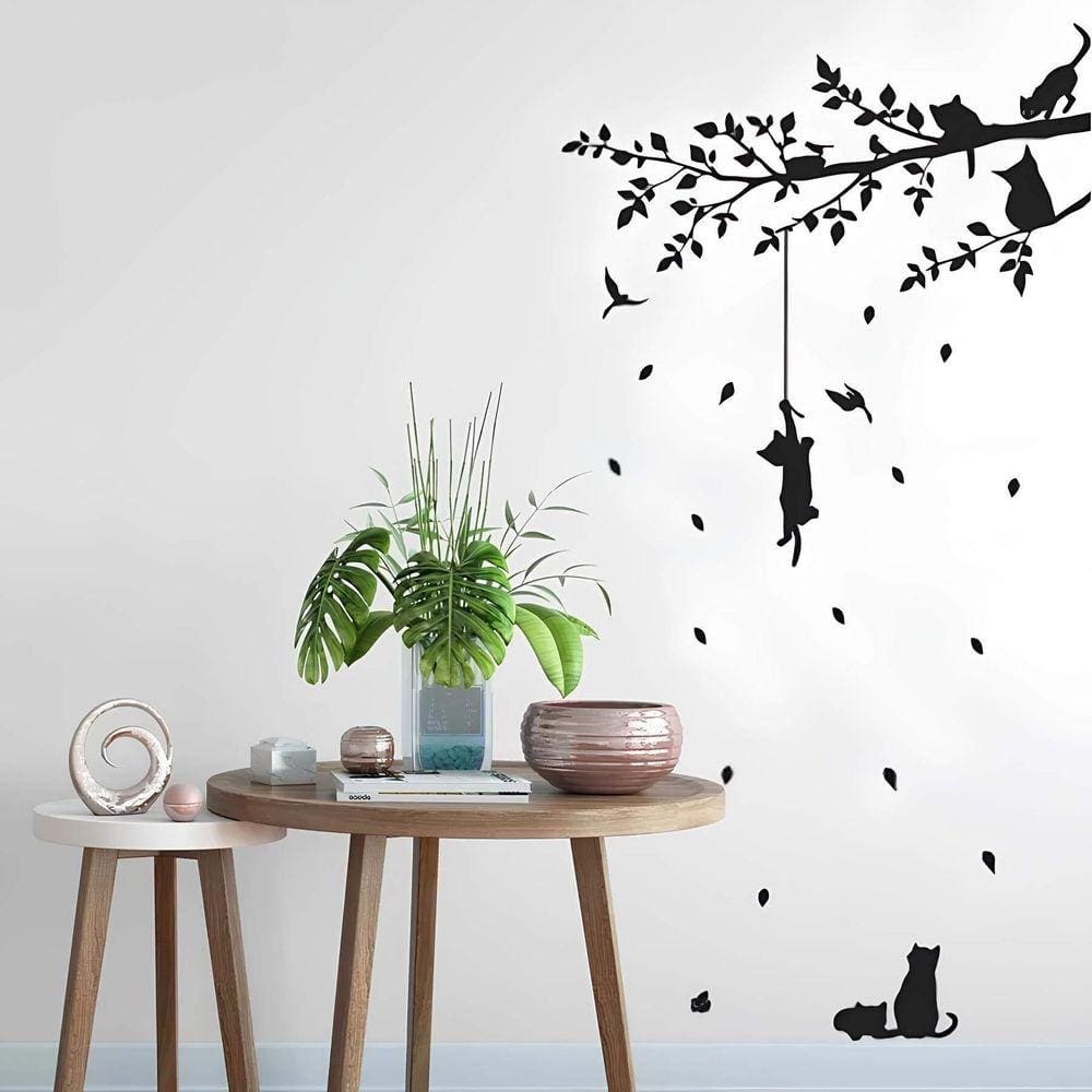 Adesivo De Parede Arvore E Gato