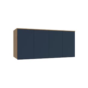 Armário Aéreo 4 Portas Kappesberg Adapt Nogueira/Azul Profundo 155cm