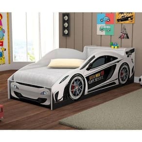 Cama Carro de Corrida Branco com Colchão Vitamov
