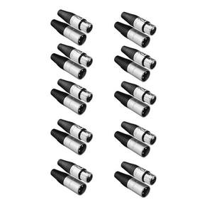 Kit 10 Xlr Fêmea + 10 Xlr Macho 3 Pinos Niquelados Roxtone
