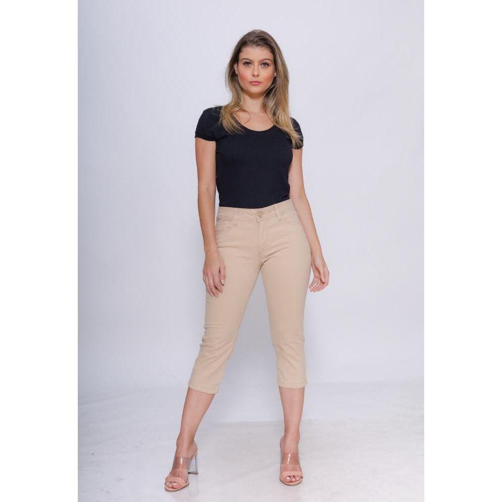 Calça 7878 Bege Capri Feminina [F075]