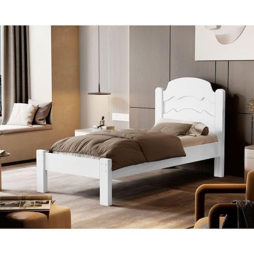 imagem-Cama de Solteiro 100% Mdf 107x94x195cm Iris Branco