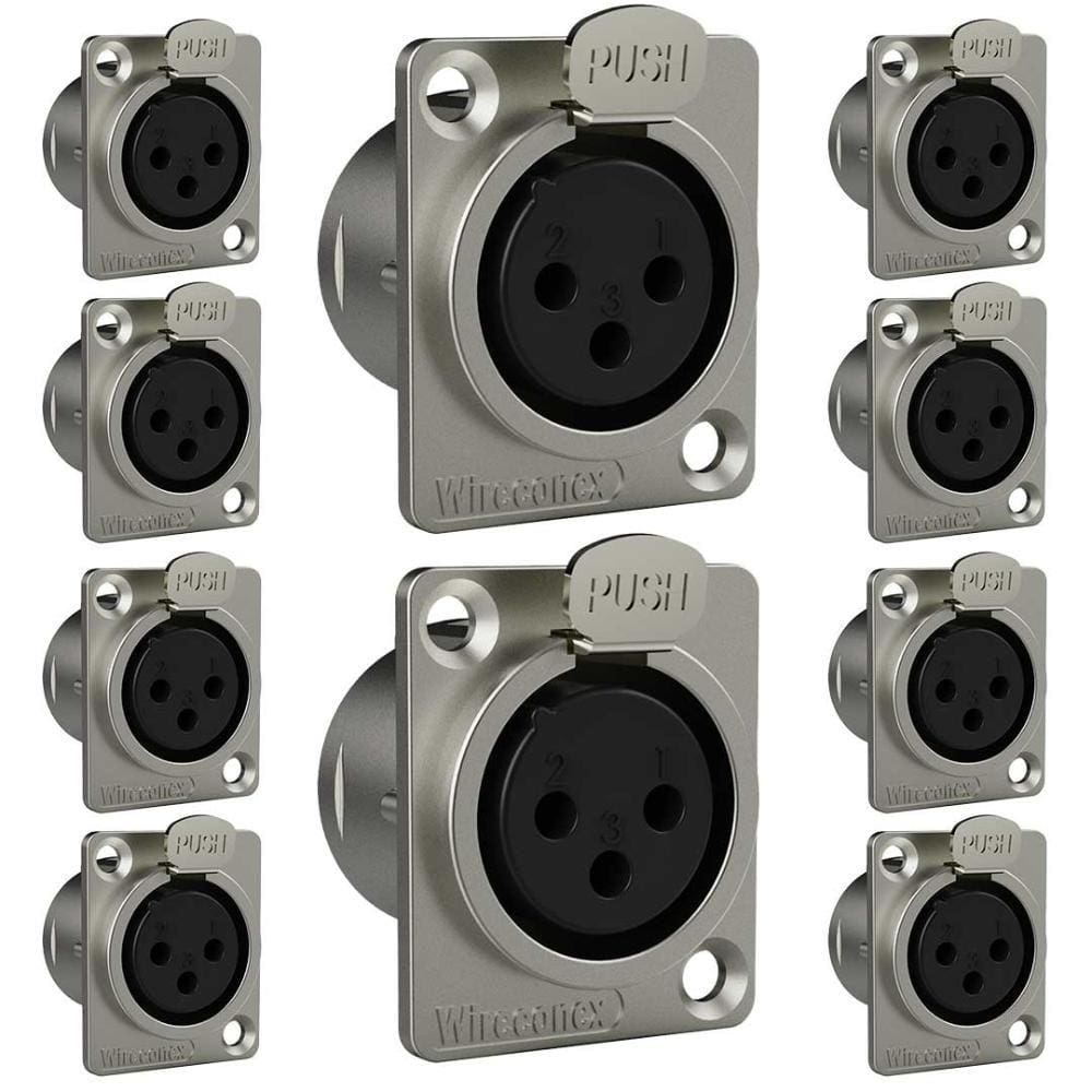 Conector Xlr Femea Wc 1023 Fp Bk Ni 3p Painel Wireconex 10 Unidades [F108]