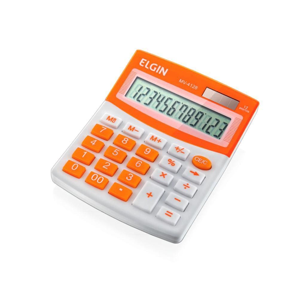 Calculadora De Mesa 12 Digitos Cor Laranja Mv-4128 Elgin [F108]