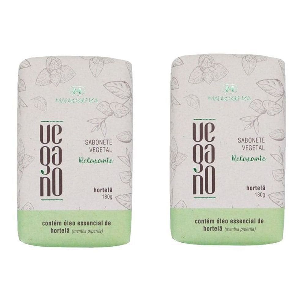 KIT 2 Sabonetes em Barra Vegano Relaxante Hortelã Madressenza 180g