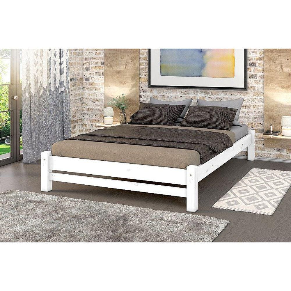 Cama de Casal Turca Madeira Maciça cor Branca