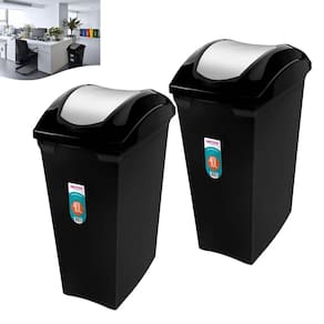 Kit 2 Lixeira 40 Litros Com Tampa Basculante Cesto De Lixo Para Cozinha Banheiro Escritório Preto - Sanremo