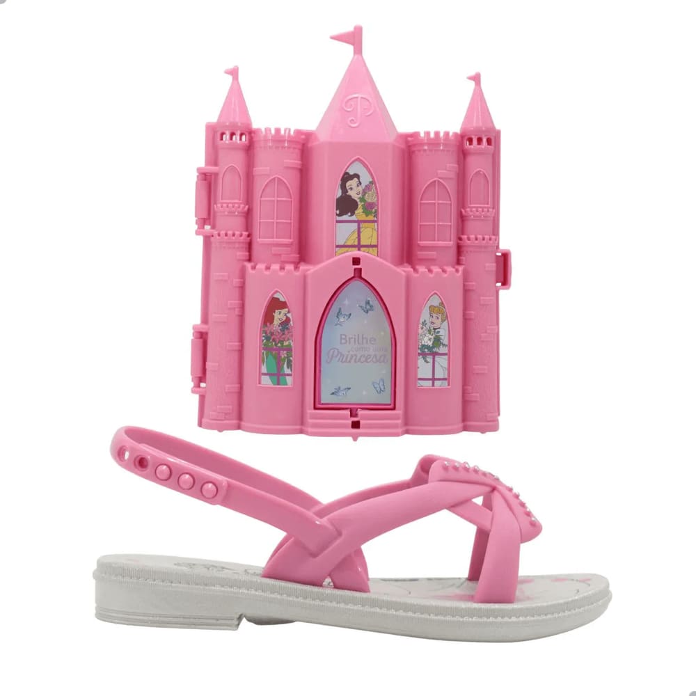 Sandália Grendene Disney Castelo Real Infantil Cinza Rosa