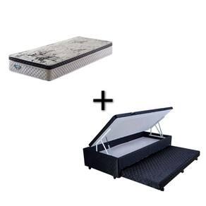 Colchão Ecoflex Smart + Bicama Box Baú Mega Black 3 em 1 - 088x188 - Solteiro