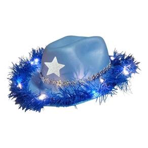 Chapéu Led Azul Pluma Country Ana Castela Boiadera Rodeio