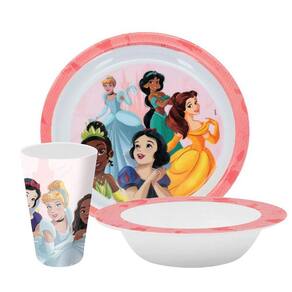 Jogo Refeição Infantil Princesas Disney 3 Peças Prato, Tigela e Copo Melamina - Tuut