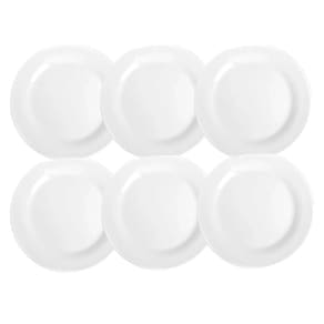 Jogo De 06 Pratos Rasos Branco 27 Opaline Vidro