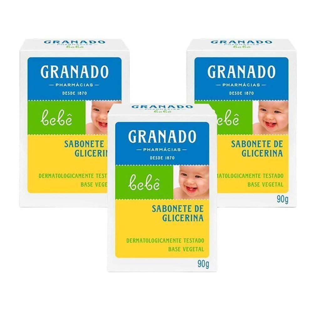 KIT 3 Sabonetes em Barra de Glicerina Granado Bebê Tradicional 90g