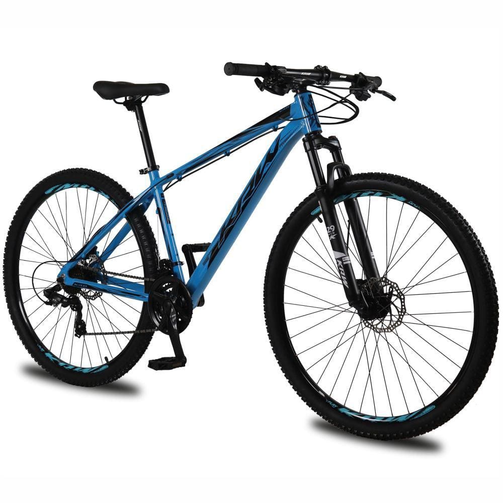 Bicicleta aro 29 KRW Alumínio 24 Vel Shimano Alivio Freio Hidráulico Suspensão C/ Trava de ombro e Cassete KR12
