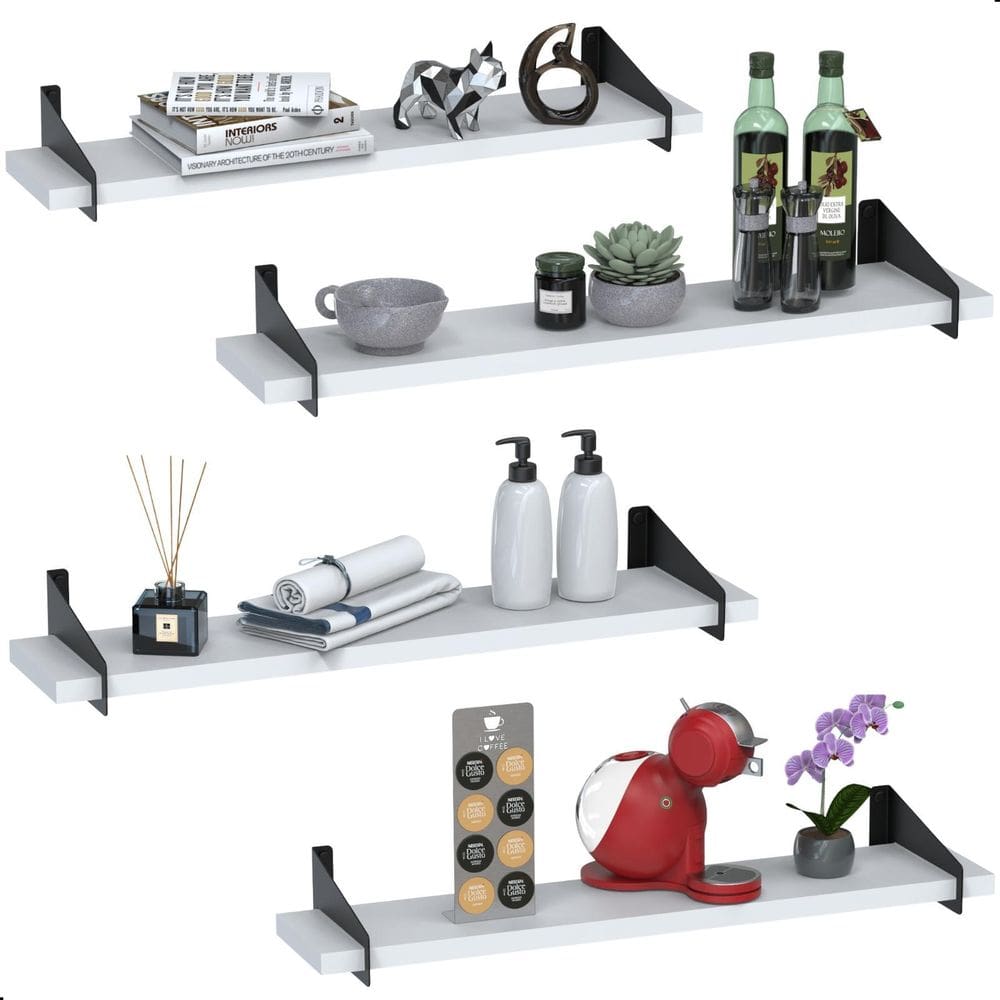 4 Prateleiras De Madeira Estilo Industrial Suspensa Max60Pb