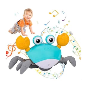 Brinquedo musical de caranguejo com luz LED e sensor de prevenção de obstáculos