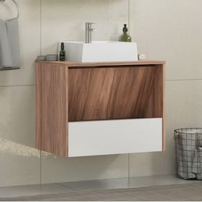 Gabinete para Banheiro 60cm Desarmado Cairo Branco/Nogal