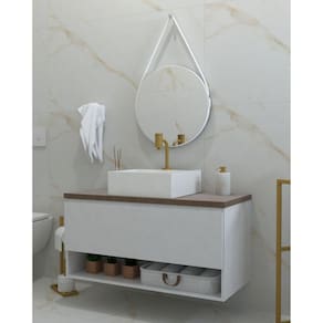 Gabinete de Banheiro Sydney 100cm Venturi Branco/Jequitibá
