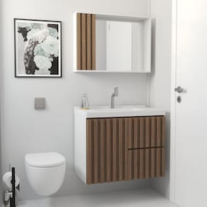Gabinete para Banheiro Ferrara 80cm Suspenso Jequitiba